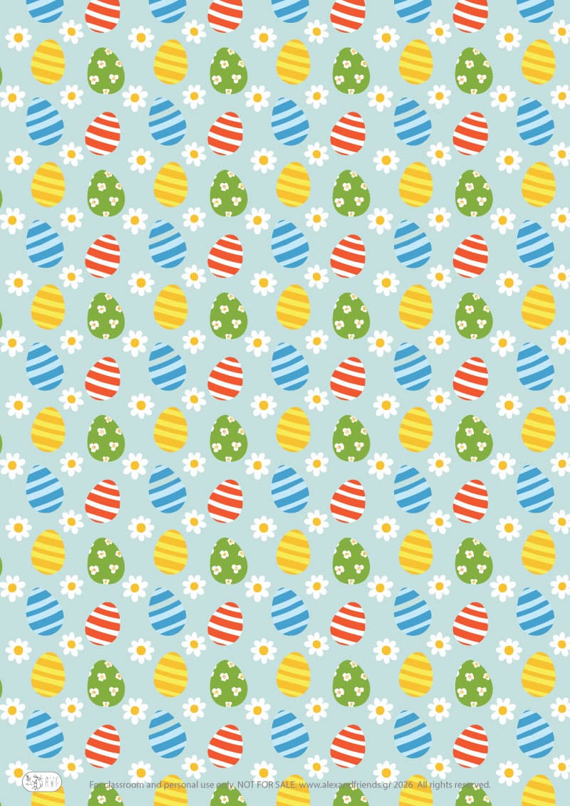 Easter eggs. Printable wrapping paper for Easter with Easter and spring motifs. 