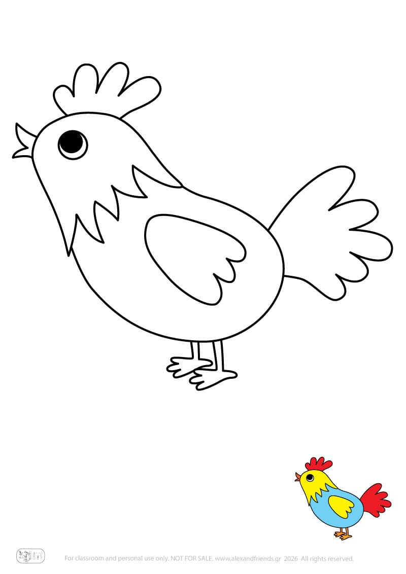 Chicken. Printable animal coloring pages for preschoolers collection – Alex'n'Friends