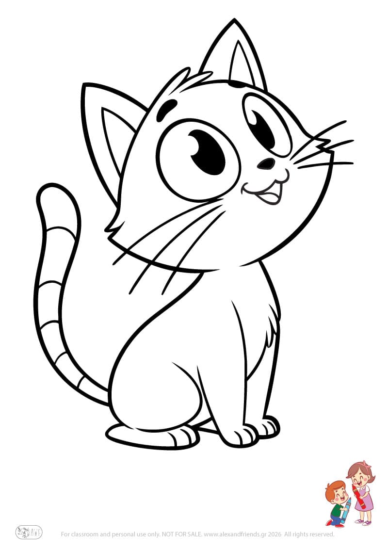 Cat. Animal coloring pages for preschoolers