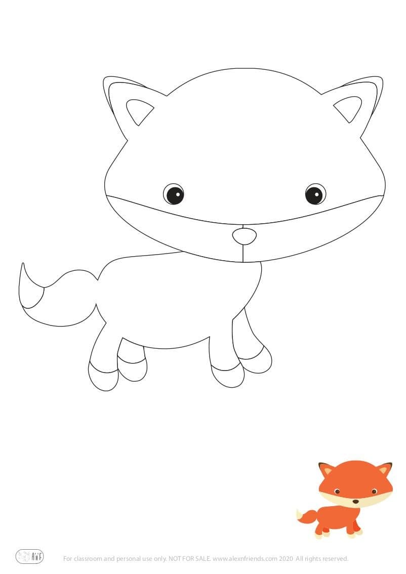 Learning activity for kids. Free printable coloring page of a fox