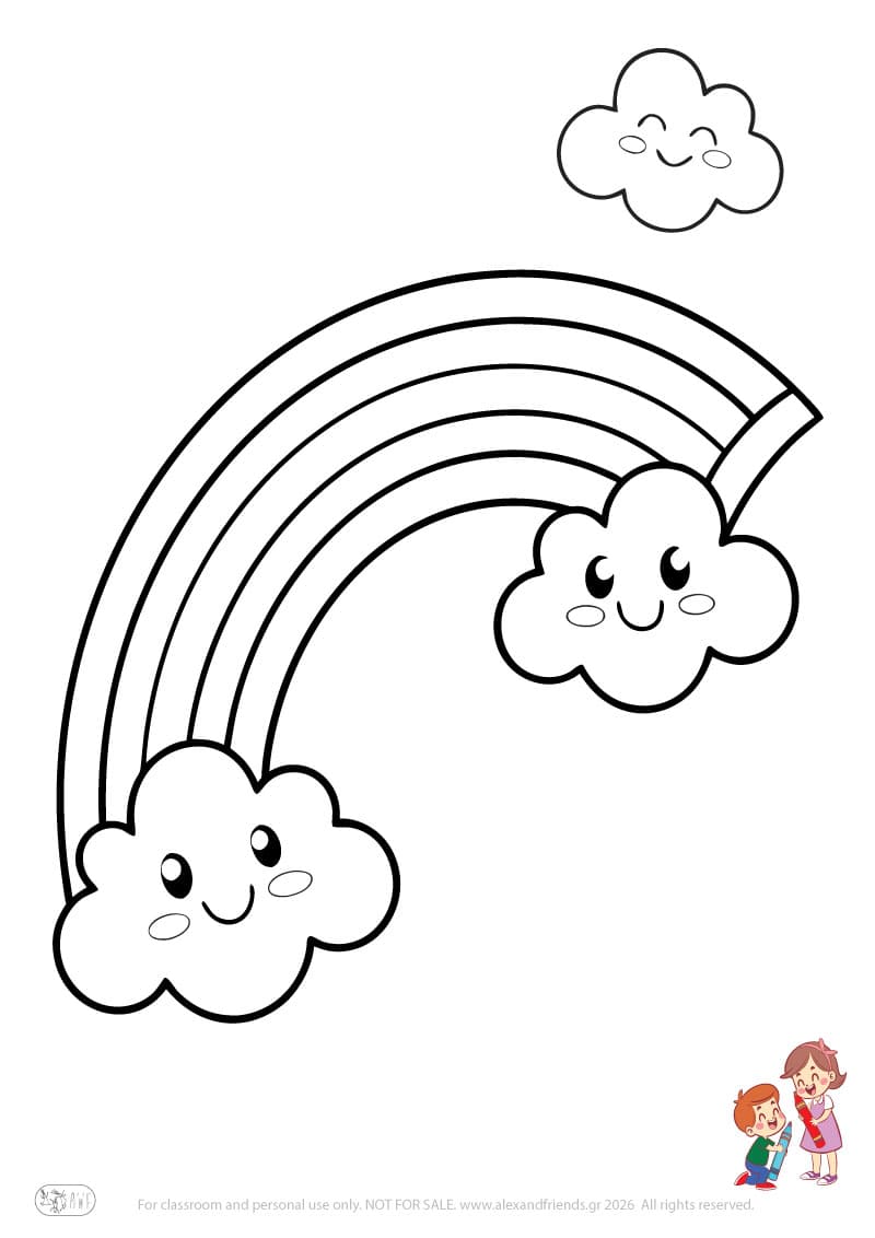 Rainbow. Simple coloring page printable for toddlers and preschoolers
