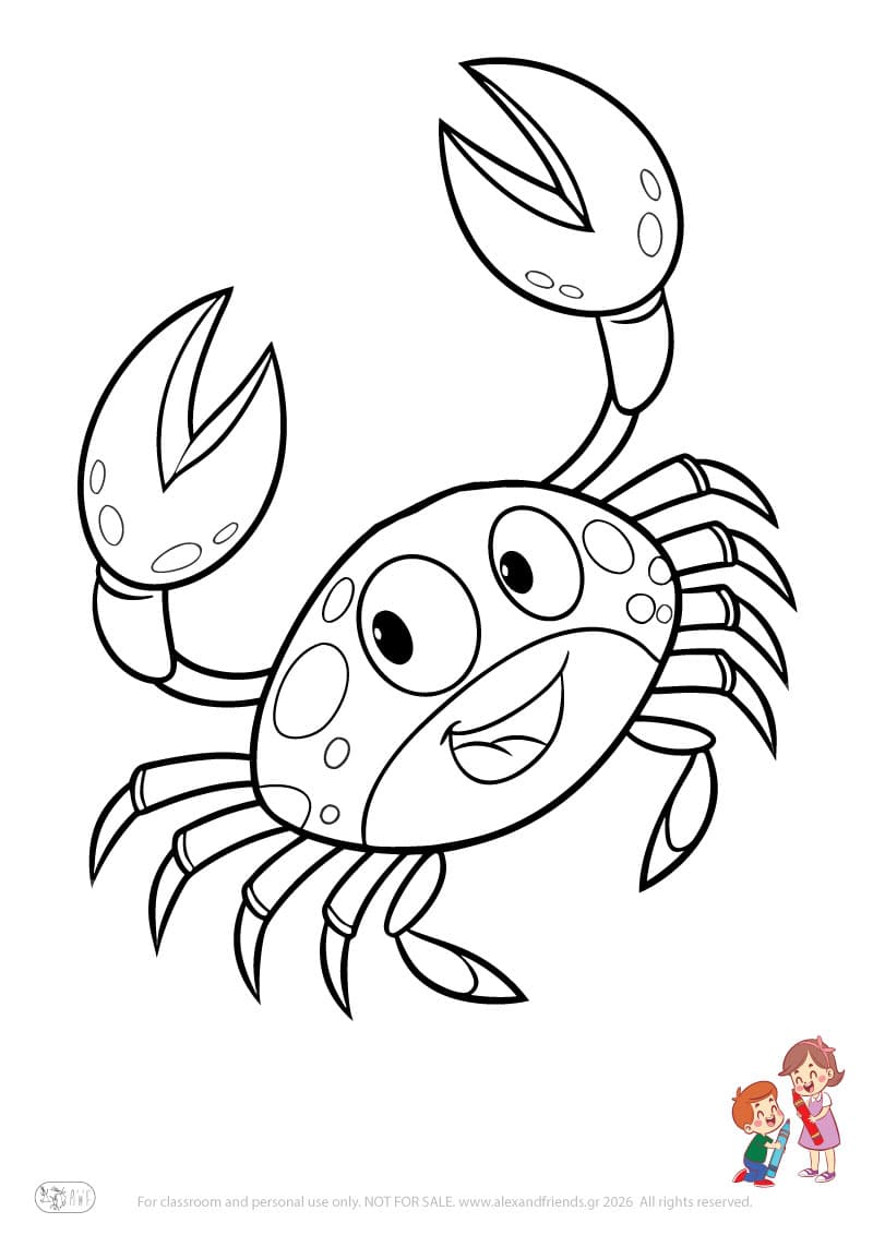 Crab. Animal coloring pages for preschoolers