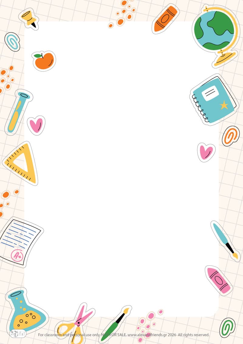 Writing paper - school items