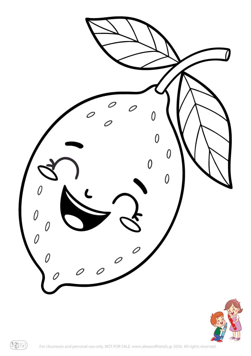 Lemon. Simple coloring page printable for toddlers and preschoolers