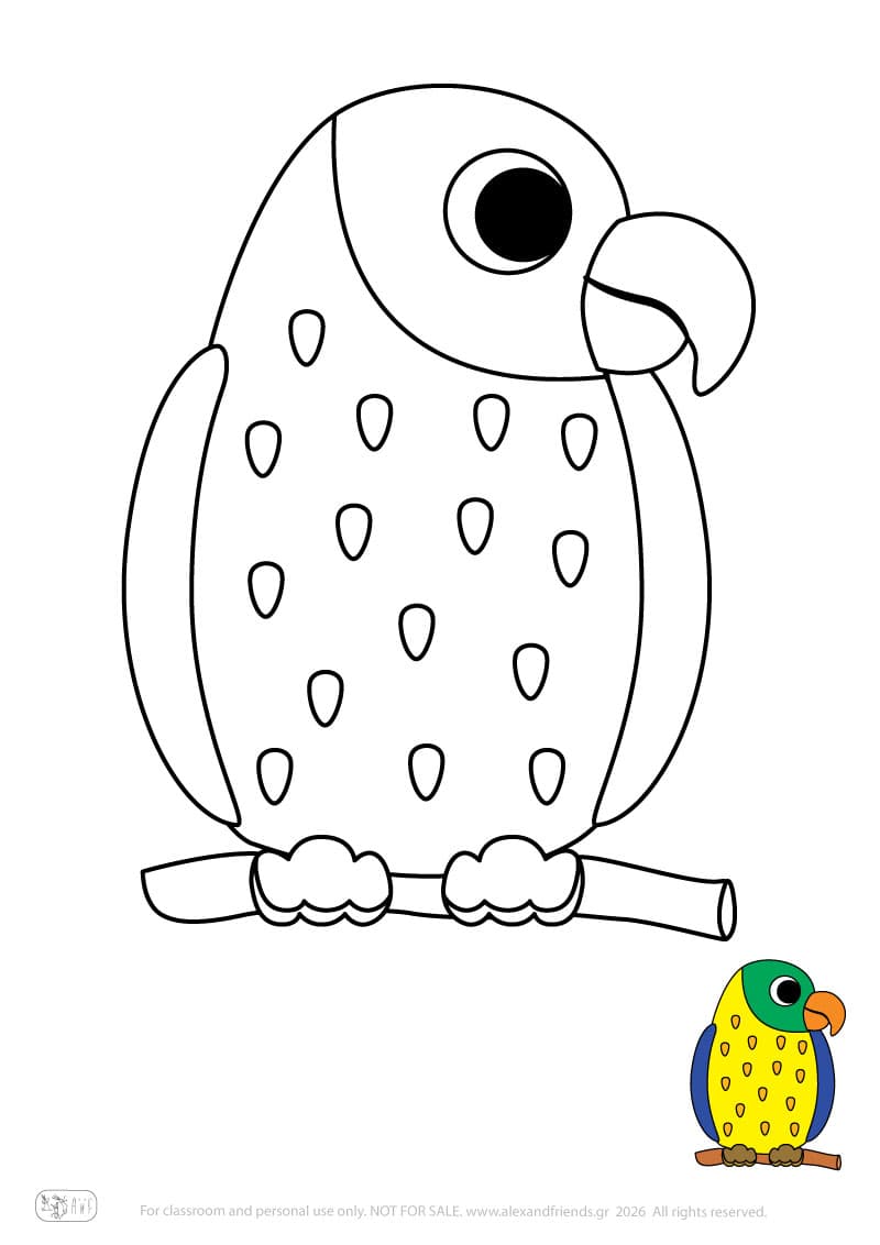 Parrot. Printable animal coloring pages for preschoolers collection – Alex'n'Friends