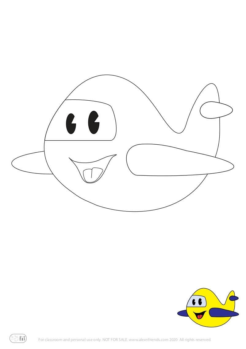 Learning activity for kids. Free printable coloring page of an airplane