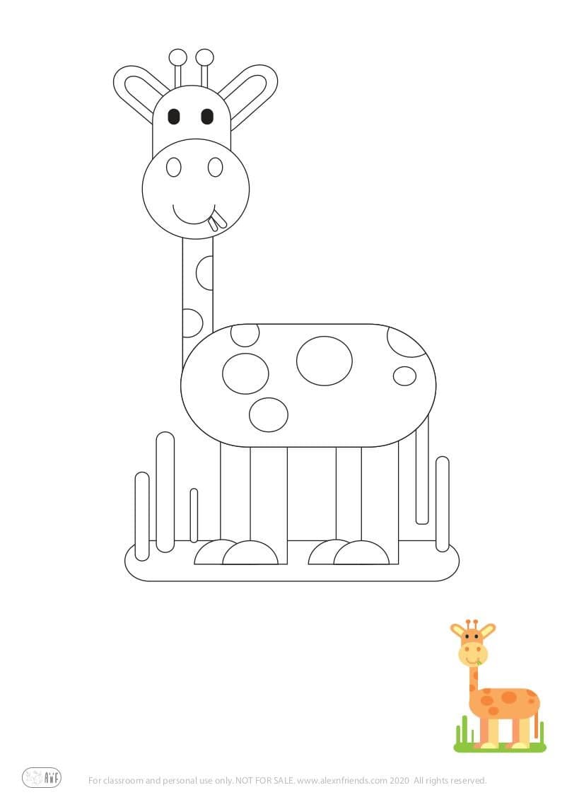 Learning activity for kids. Free printable coloring page of a giraffe