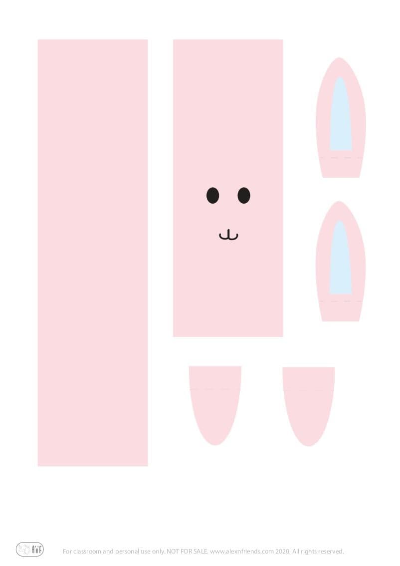 Easy Easter craft for kids with free printable material. Bunnies.
