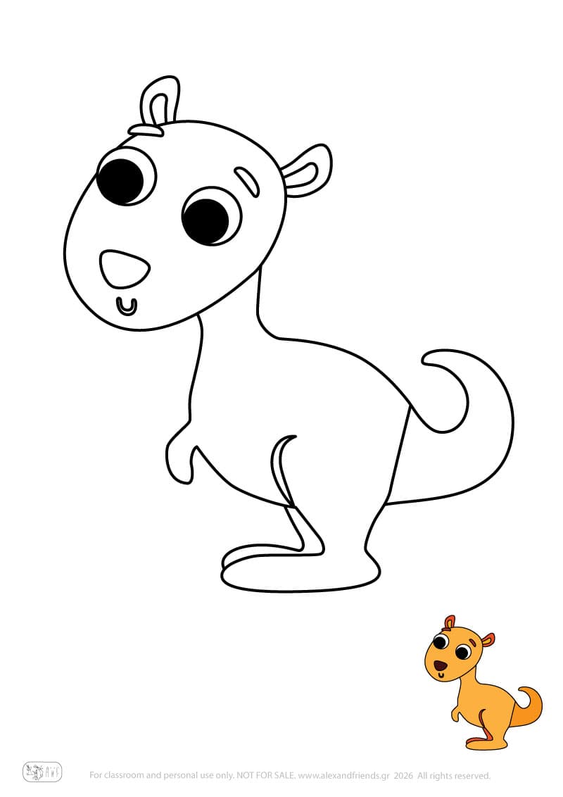 Kangaroo. Printable animal coloring pages for preschoolers collection – Alex'n'Friends