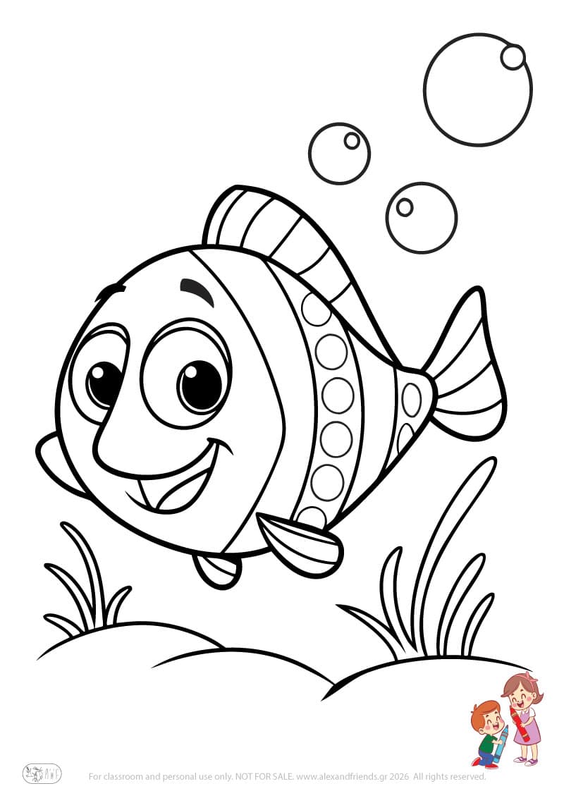 Fish. Animal coloring pages for preschoolers