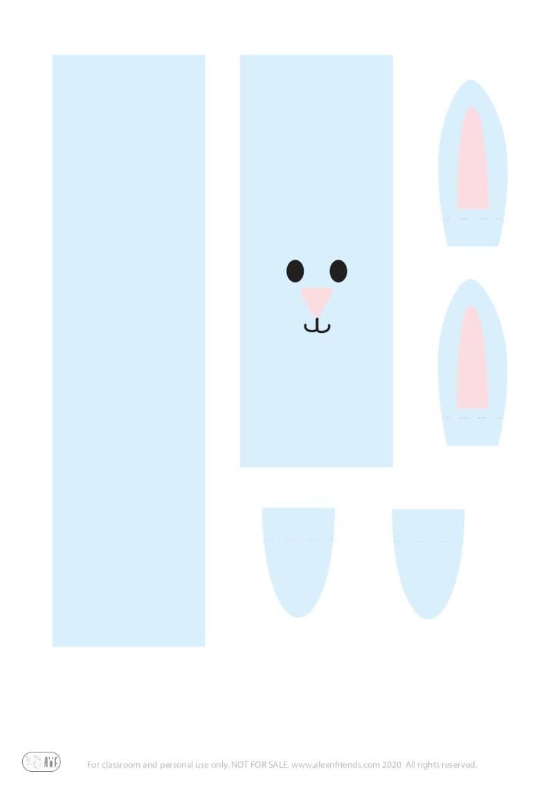 Easy Easter craft for kids with free printable material. Bunnies.