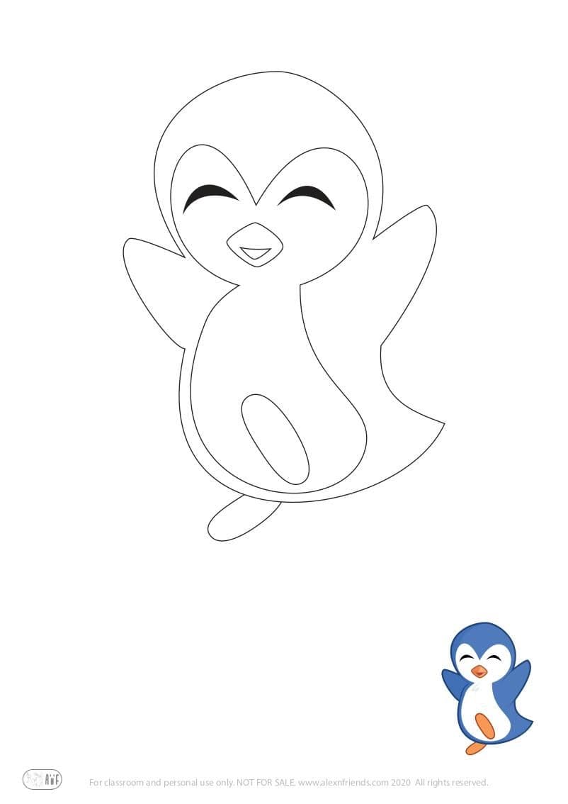 Learning activity for kids. Free printable coloring page of a penguin