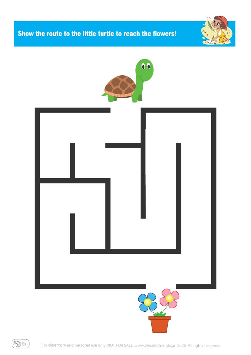 Educational activity for preschoolers. Printable maze. 