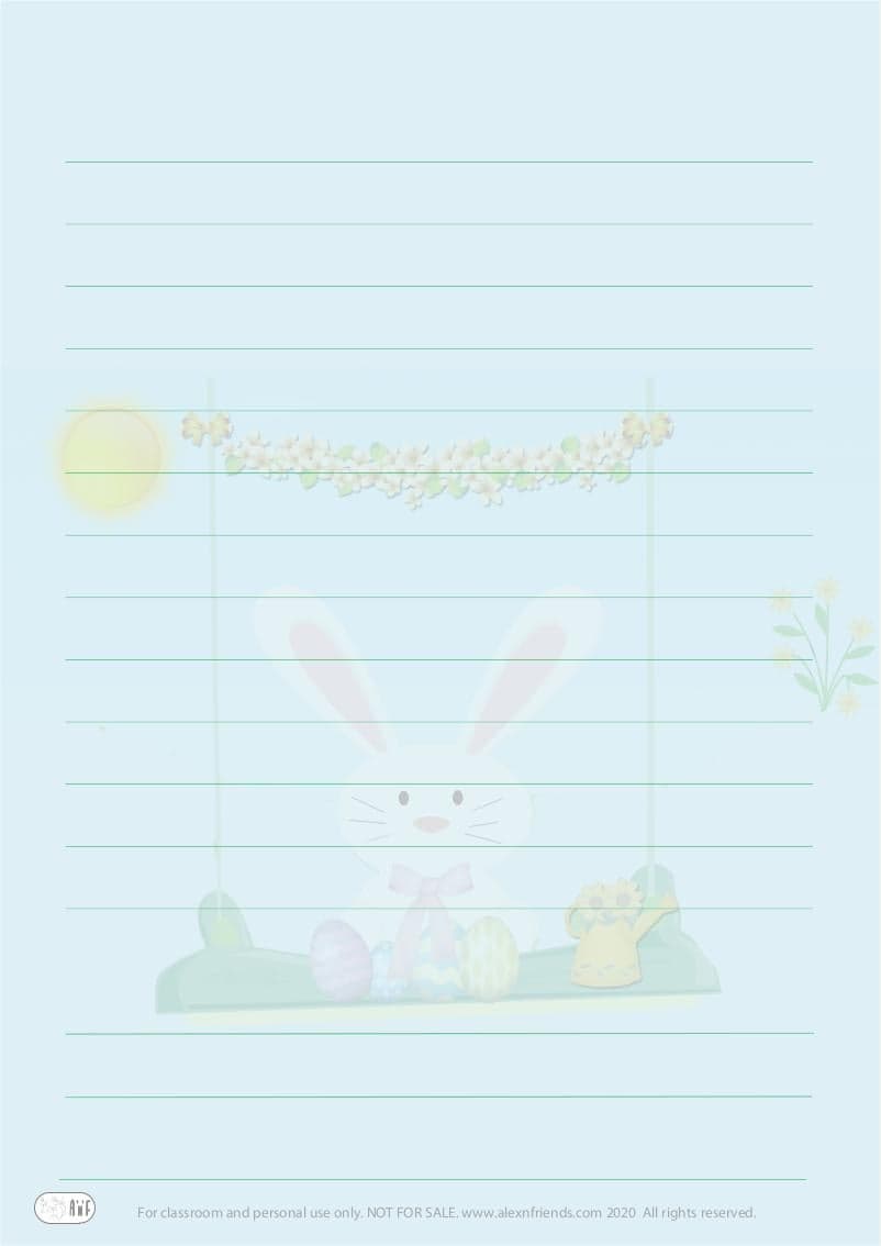 Free printable stationery for Easter for kids. Little bunny.