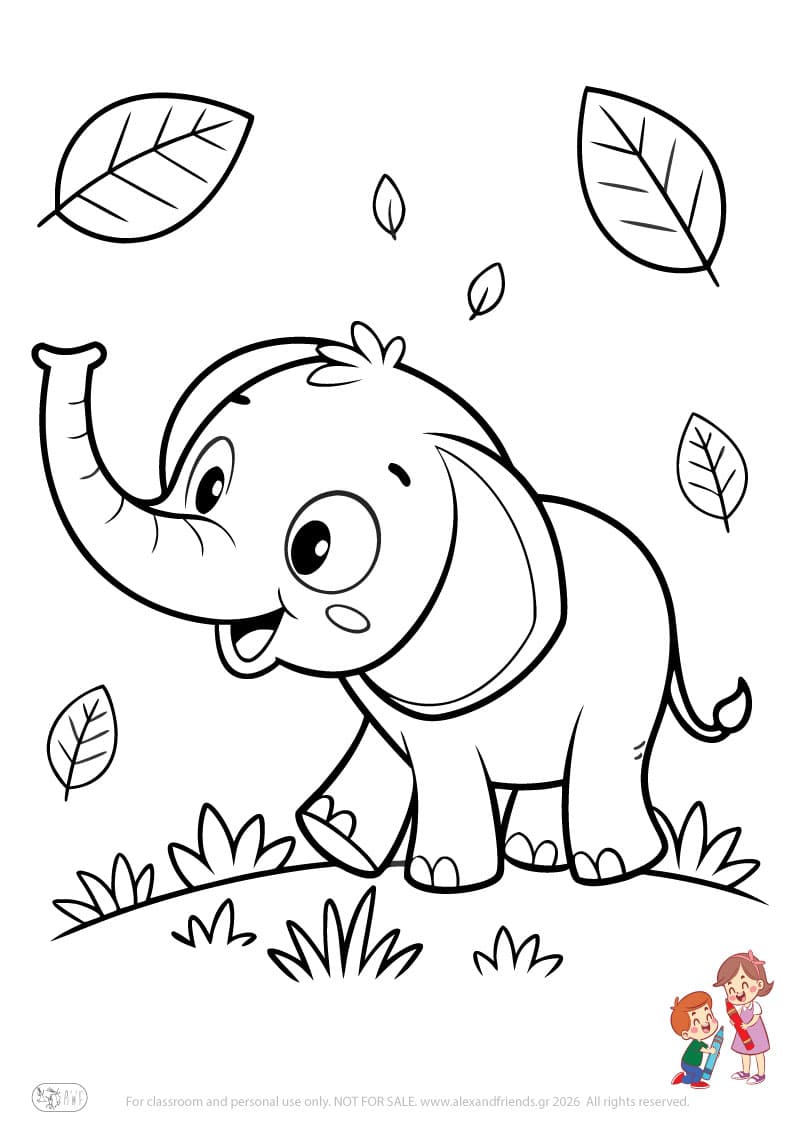 Elephant. Animal coloring pages for preschoolers