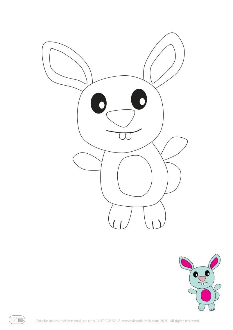 Free printable coloring page for Easter for kids. Bunny.