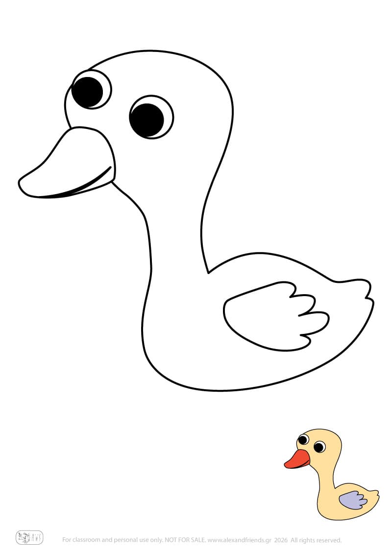 Duck. Printable animal coloring pages for preschoolers collection – Alex'n'Friends