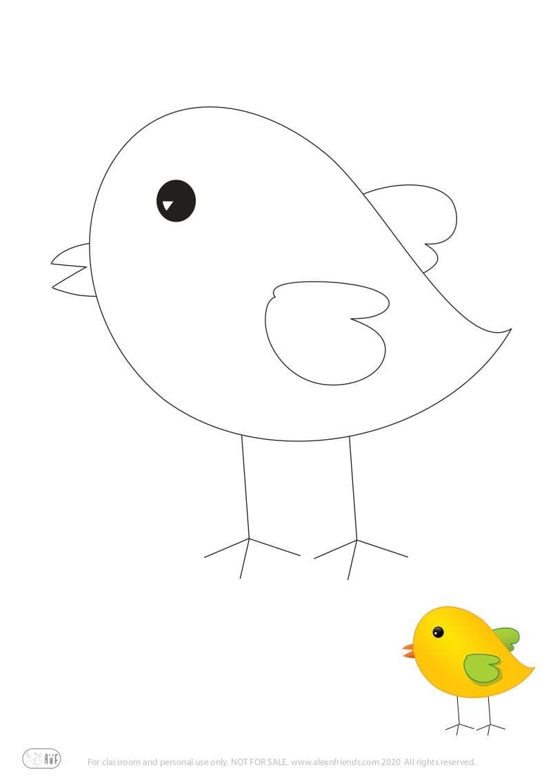 Learning activity for kids. Free printable coloring page of a bird