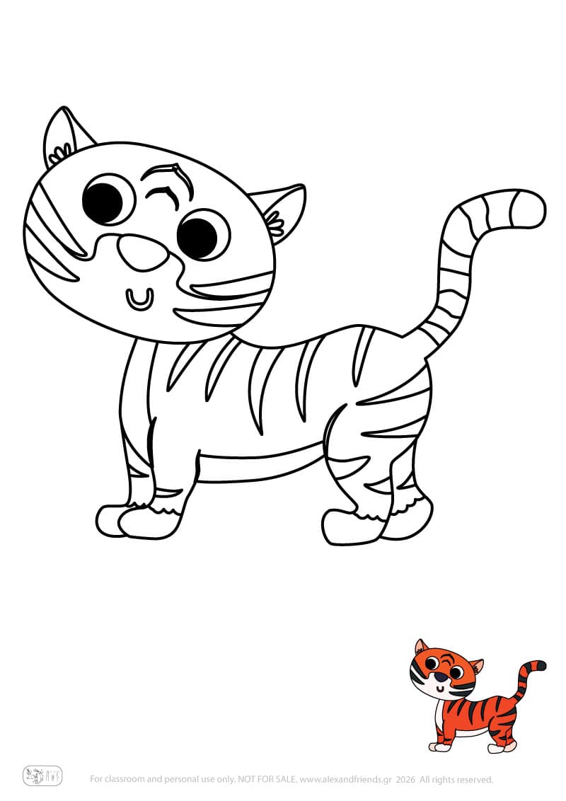 Tiger. Printable animal coloring pages for preschoolers collection – Alex'n'Friends