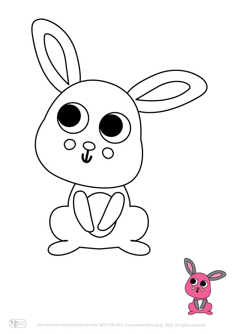 Bunny. Printable animal coloring pages for preschoolers collection – Alex'n'Friends