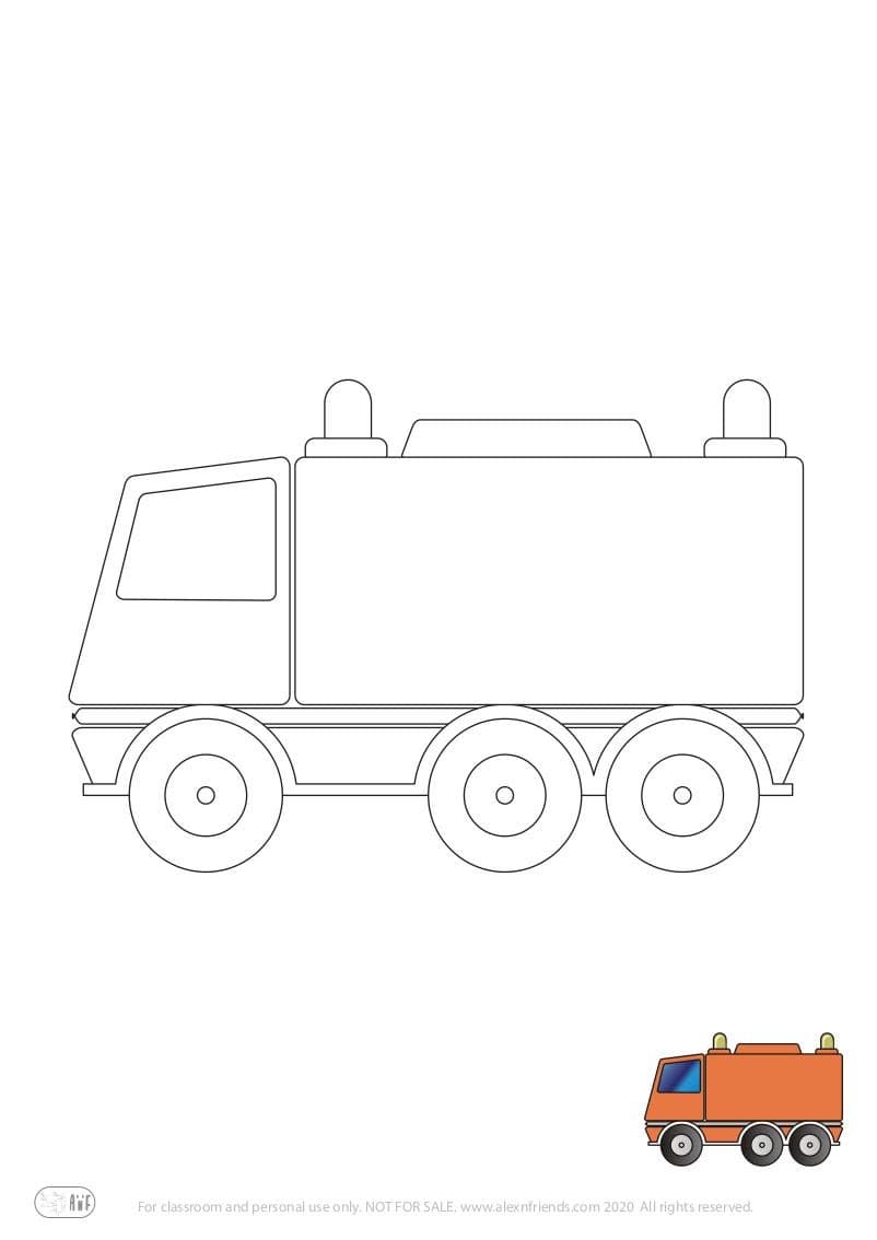 Learning activity for kids. Free printable coloring page of a truck