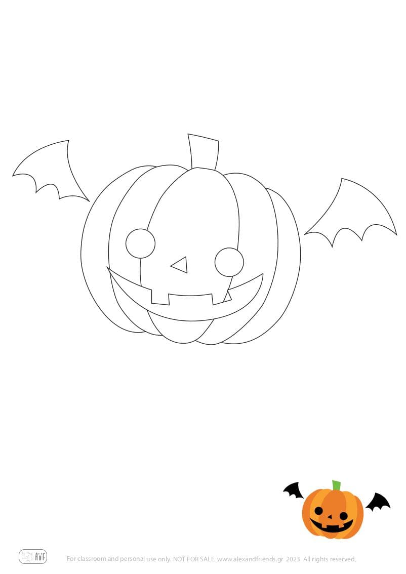 Halloween. Free printable coloring page for kids. Pumpkin.