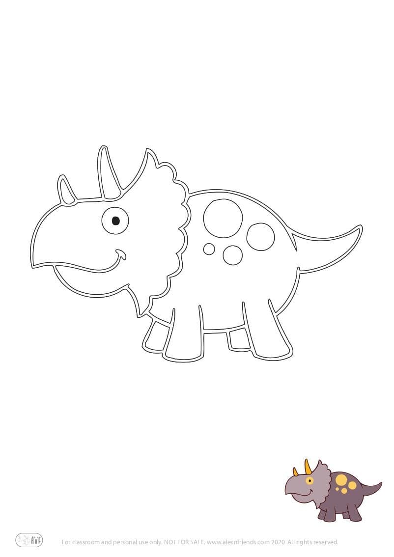 Learning activity for kids. Free printable coloring page of triceratops