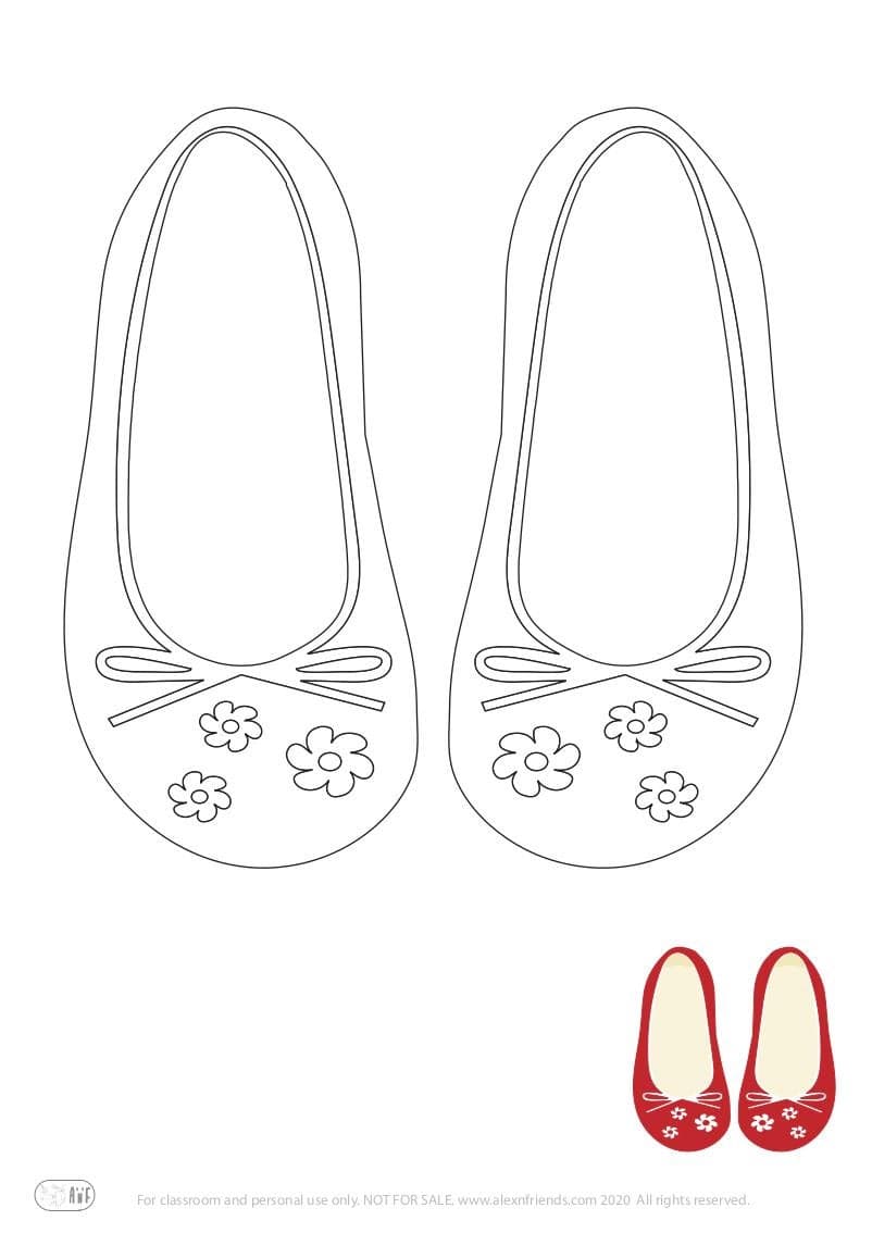Learning activity for kids. Free printable coloring page of shoes