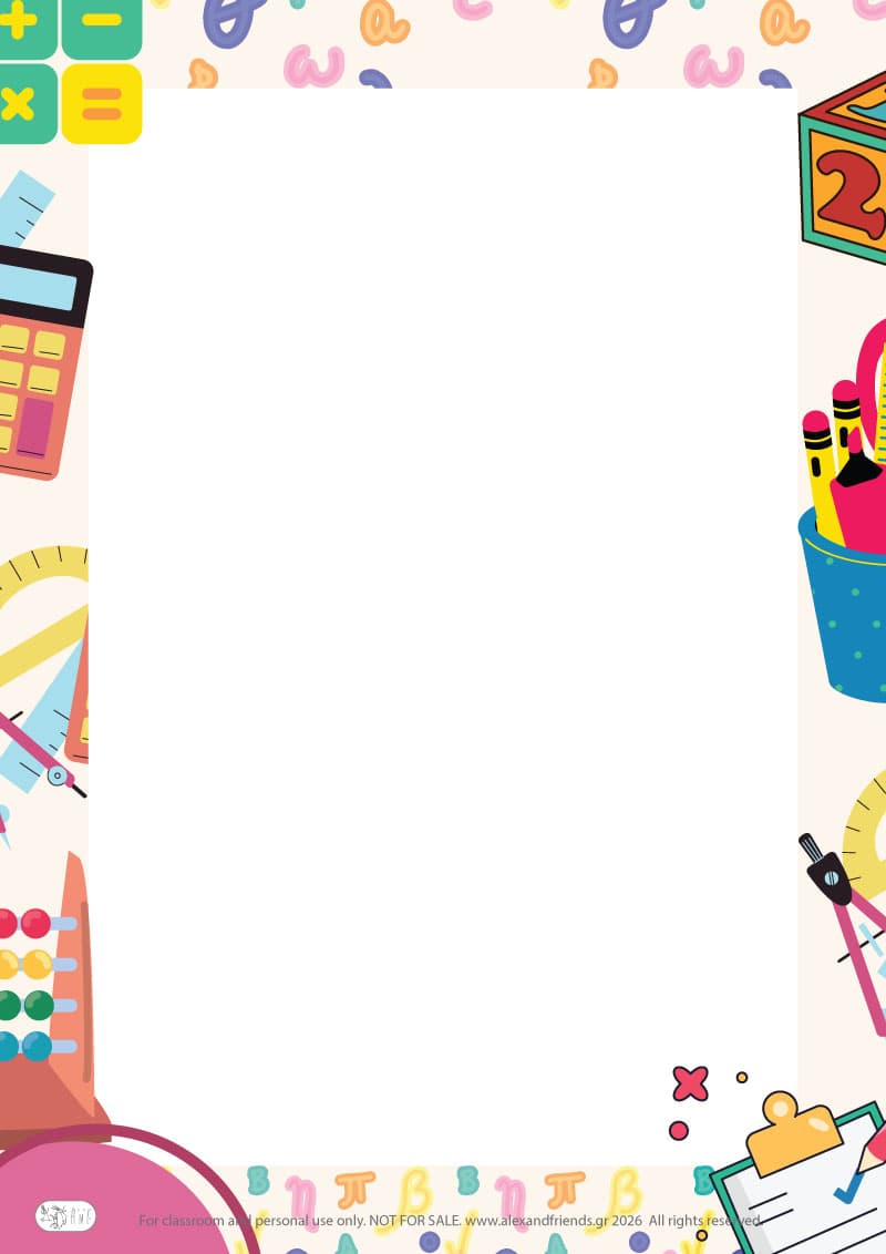 Writing paper - school items