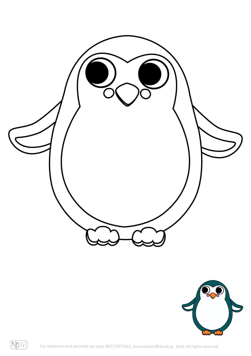 Penguin. Printable animal coloring pages for preschoolers collection – Alex'n'Friends