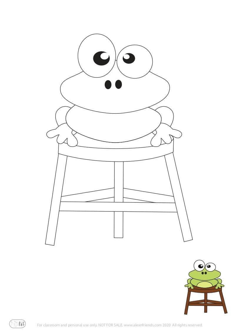 Learning activity for kids. Free printable coloring page of a frog
