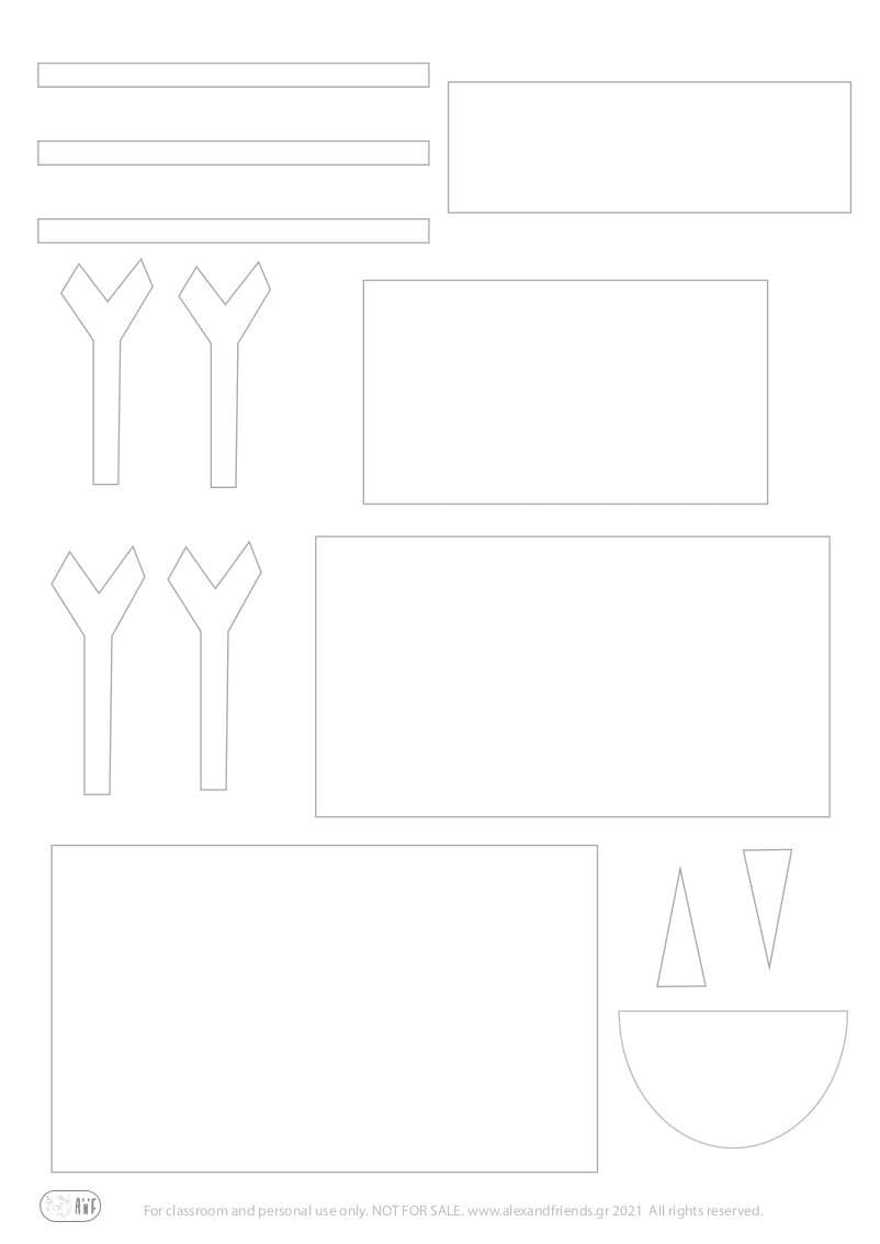 Free printable craft for kids for the holidays. Christmas and New Year's. Snowman card.