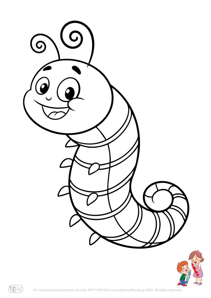 Caterpillar. Animal coloring pages for preschoolers