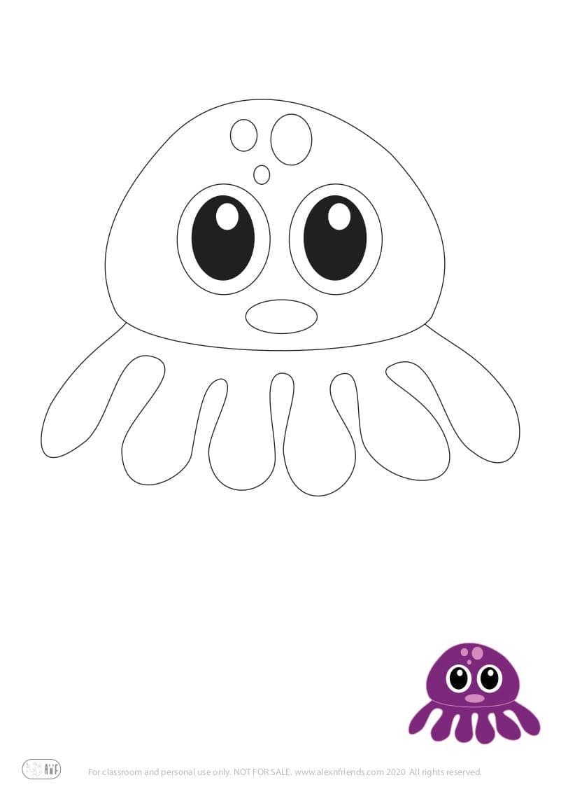 Learning activity for kids. Free printable coloring page of a jellyfish