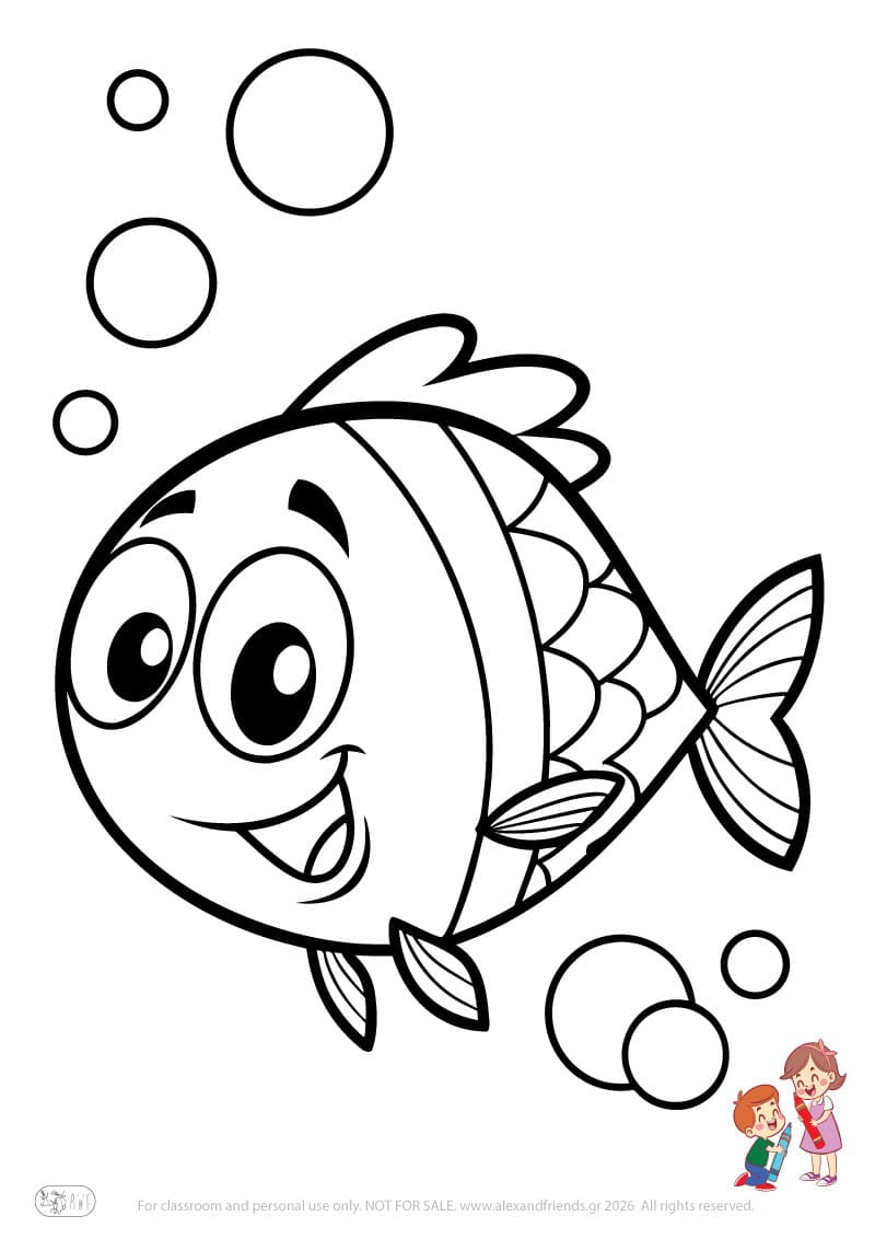 Fish. Animal coloring pages for preschoolers