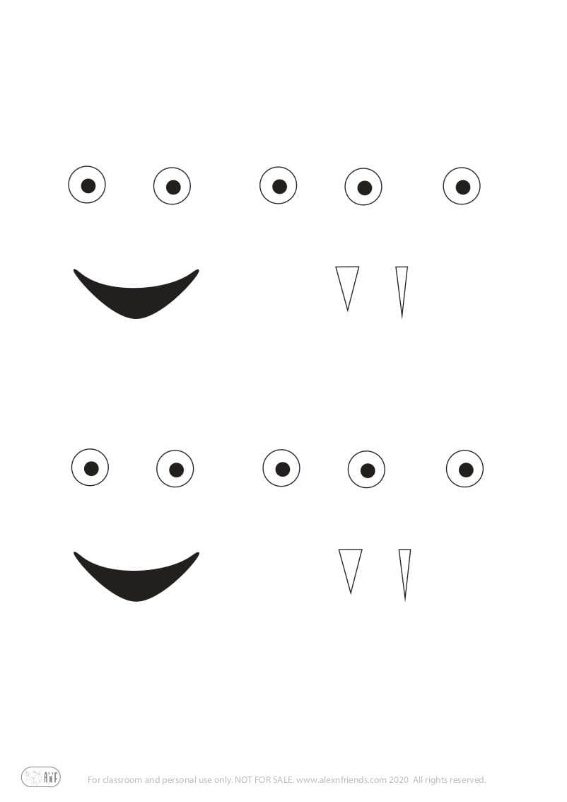 Monster glove craft for preschoolers with free printable material. Eyes, mouth, teeth.