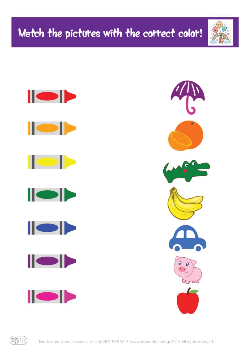 Match the pictures with the correct color