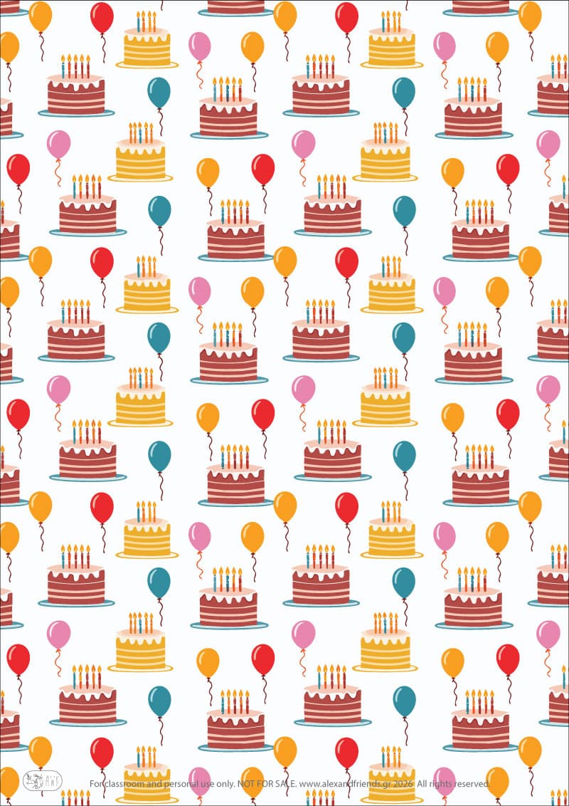 Easy Printable Paper Birthday Cake for kids