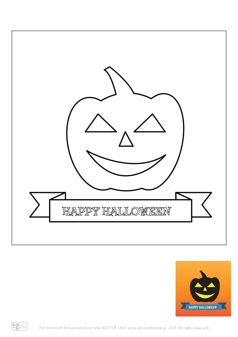 Halloween. Free printable coloring page for kids. Pumpkin.